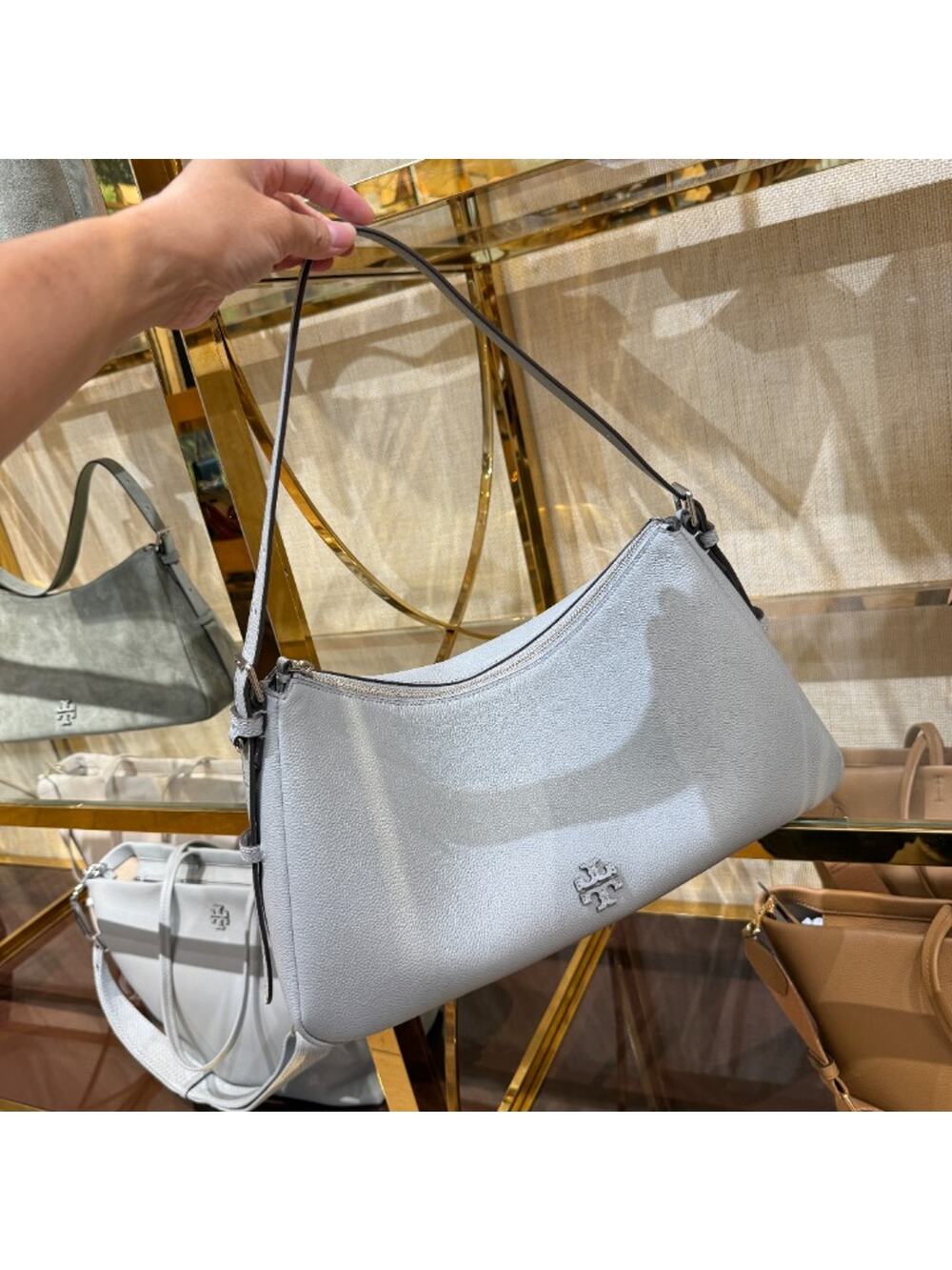 Tory Burch Thea Zip Top Shoulder Bag 171527 Misty Cloud $550